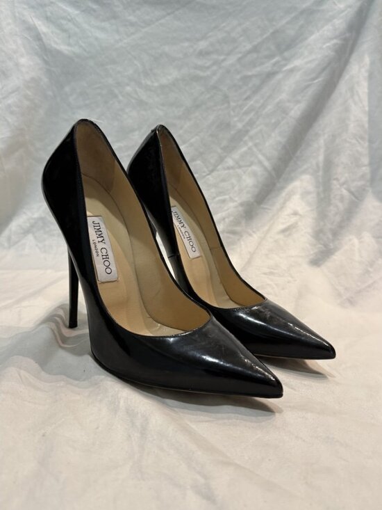 Jimmy Choo Shoes - Jimmy Choo Anouk 120 Black Patent Pointed Toe Stiletto Pump EU 40 Italy